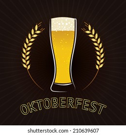 Refreshing Beer in Pilsner glass celebrating oktoberfest  - Stylish and minimalist vector background