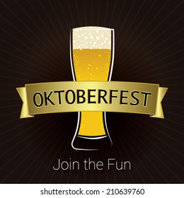 Refreshing Beer in Pilsner glass celebrating oktoberfest - Stylish and minimalist vector background
