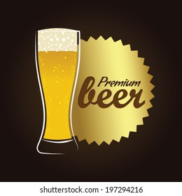 Refreshing Beer in Pilsner glass with Premium beer seal - Stylish and minimalist vector background