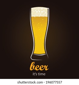 Refreshing Beer in Pilsner glass - Stylish and minimalist vector background