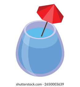 Refreshing blue cocktail with a small red umbrella, bringing a tropical vibe to any summer celebration