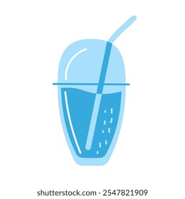 A refreshing blue drink in a clear cup with a straw on a bright, sunny day