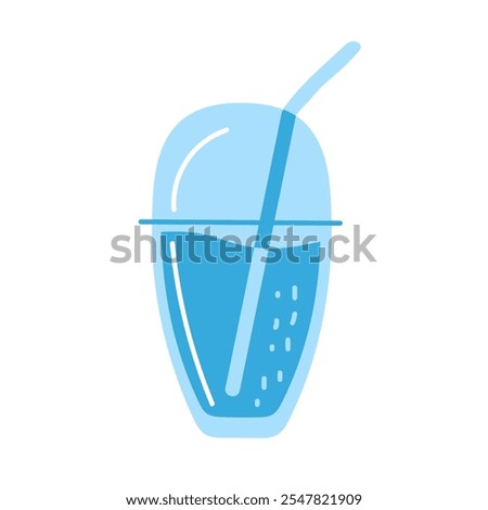 A refreshing blue drink in a clear cup with a straw on a bright, sunny day