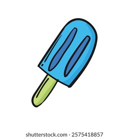 Refreshing Blue Popsicle Vector Illustration