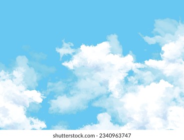 Refreshing blue sky and clouds in watercolor style