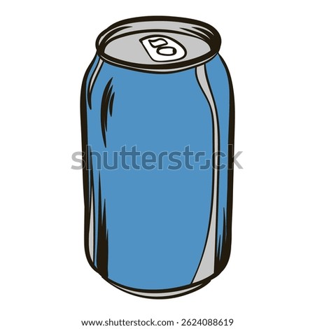 Refreshing blue soda can isolated on a white background, perfect for representing beverages, thirst, or refreshment