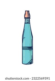 Refreshing blue soda in a plastic bottle icon isolated