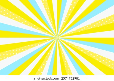 A refreshing and bright sunburst pattern in yellow, blue, and white. It gives an energetic and positive impression, perfect for advertisements, presentations, and social media designs.