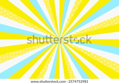 A refreshing and bright sunburst pattern in yellow, blue, and white. It gives an energetic and positive impression, perfect for advertisements, presentations, and social media designs.