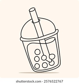 Refreshing Bubble Tea with doodle style drawing 