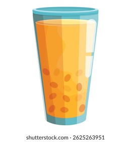 Refreshing bubble tea drink is served in tall glass