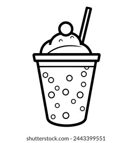 Refreshing bubble tea symbol. Vibrant line art design element.