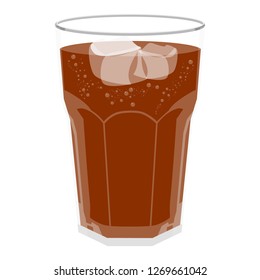 Refreshing Bubbly Soda Pop with Ice Cubes. Cold soda iced drink in a glass