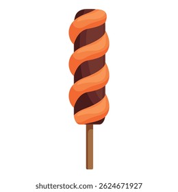 Refreshing chocolate popsicle features a swirling orange coating, perfect for a cool summer treat