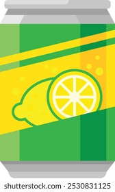 Refreshing citrus soda in aluminum can with lemon and lime label, perfect for summer thirst. Vibrant colors and bold design evoke a cool, bubbly drink