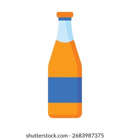 A refreshing, clear glass bottle filled with bubbly orange soda, showcasing effervescent carbonation and vibrant citrus hues.