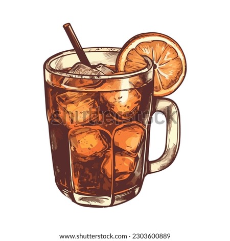Refreshing cocktail in a drinking glass with lemon over white