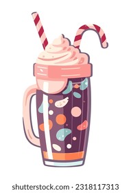 Refreshing cocktail with fruit and ice cubes icon isolated