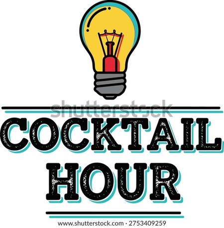 Refreshing Cocktail Hour typography design for lounge branding and nightlife marketing. Optimized for bar uniforms, event posters, and stylish summer apparel featuring a finish.