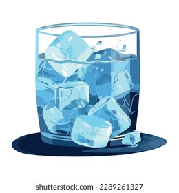 Refreshing cocktail with ice cubes and bubbles icon isolated