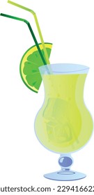 A refreshing cocktail with lime and ice in a glass