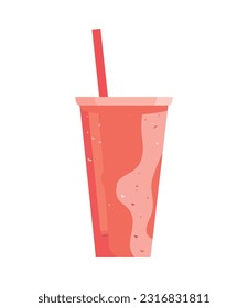 Refrescar coctel en recipiente de plástico con icono de paja aislado
