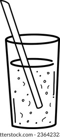 Refreshing cocktail with straw in a glass.