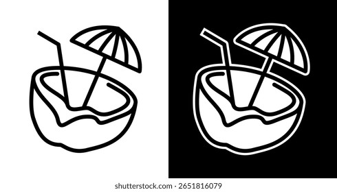 Refreshing Coconut Drink Illustration Tropical Summer Beverage Icon	