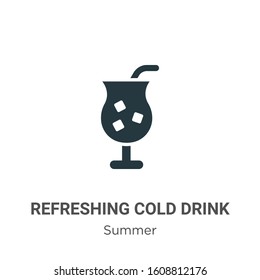 Refreshing cold drink glyph icon vector on white background. Flat vector refreshing cold drink icon symbol sign from modern summer collection for mobile concept and web apps design.