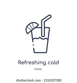 refreshing cold drink icon from summer outline collection. Thin line refreshing cold drink icon isolated on white background.