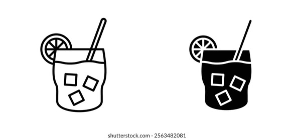 Refreshing cold drink icons in outline and fill. vector illustration for ui.