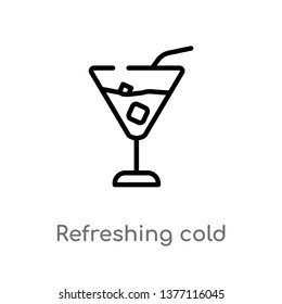refreshing cold drink vector line icon. Simple element illustration. refreshing cold drink outline icon from summer concept. Can be used for web and mobile