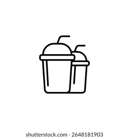 Refreshing Cold Drinks Line Art Featuring Two Takeout Cups And Straws