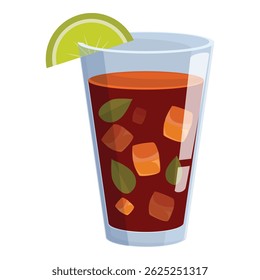 Refreshing cuba libre cocktail with ice, mint, and a lime wedge, served in a highball glass