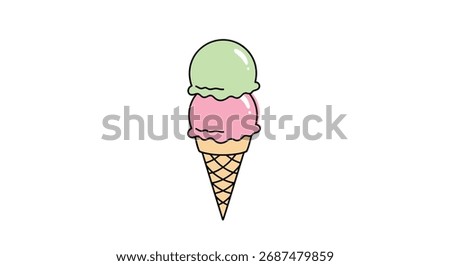 A refreshing double scoop of ice cream in a crispy cone.