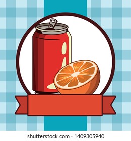 refreshing drink coke with fruit cartoon vector illustration graphic design