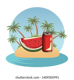 refreshing drink coke with fruit cartoon vector illustration graphic design