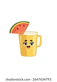 refreshing drink with fruits in glass