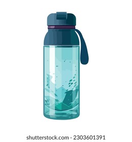 Refreshing drink in glass bottle over white