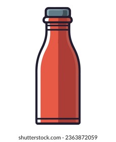 Refreshing drink in glass bottle over white