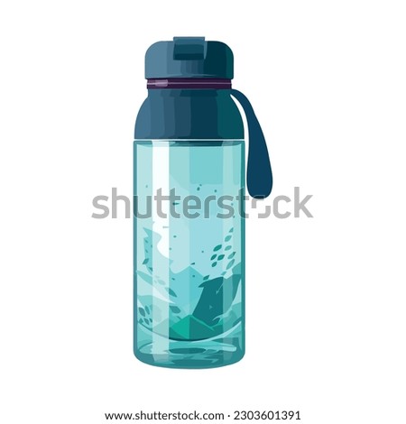Refreshing drink in glass bottle over white