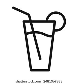 Icono de vidrio refrescante para opciones de bebidas e hidratación
