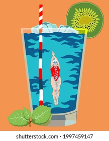 Refreshing drink with kiwi. Metaphor.