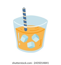 refreshing drink lemonade straw illustration