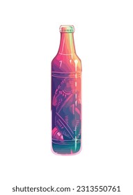 Refreshing drink in a patterned glass icon isolated