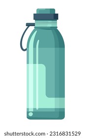 Refrescar la bebida en un frasco de plástico con el icono de etiqueta aislado