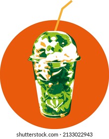 Refreshing drink in plastic cup.