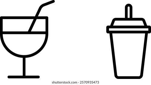 "Refreshing Drink Vector Icon Set for Beverage and Hospitality Designs"