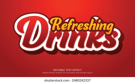 refreshing drinks editable 3d text effect template bold typography and abstract style drinks logo and brand	