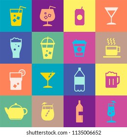 Refreshing drinks icons collection illustration